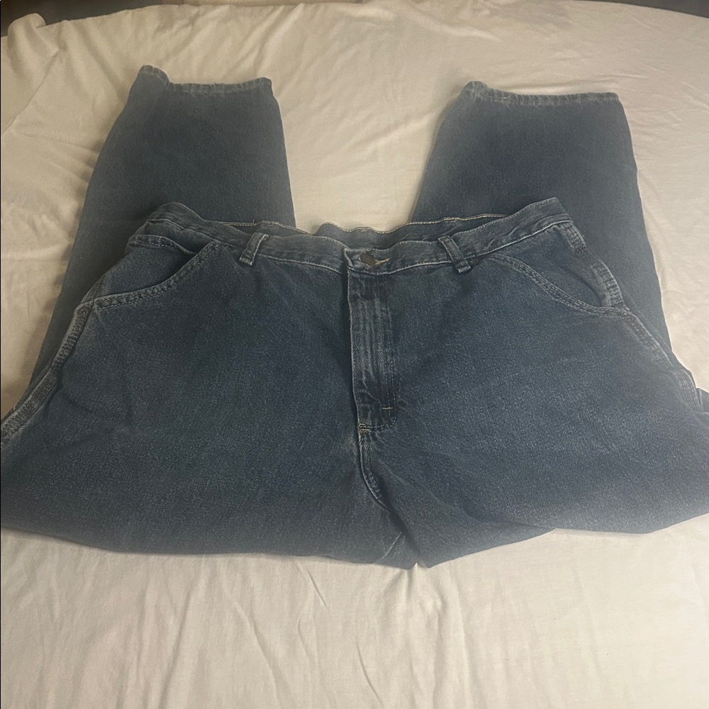 Wrangler Mens Rugged Wear Jeans Sz 38x30 Waist 38” Blue Denim